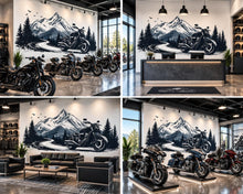 Load image into Gallery viewer, Motorcycle Wall Decal, Harley Style Dealership Decor, Cruiser Bike Wall Art, Motorcycle Showroom Decor, Mountain Road Decal