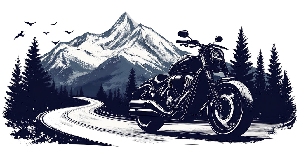 Motorcycle Wall Decal, Harley Style Dealership Decor, Cruiser Bike Wall Art, Motorcycle Showroom Decor, Mountain Road Decal