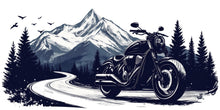 Load image into Gallery viewer, Motorcycle Wall Decal, Harley Style Dealership Decor, Cruiser Bike Wall Art, Motorcycle Showroom Decor, Mountain Road Decal