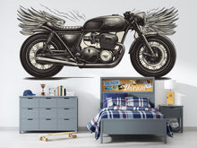 Load image into Gallery viewer, Cafe Racer Wall Decal, Vintage Motorcycle Wall Art, Motorcycle Dealership Decor, Biker Garage Decor, Retro Bike Shop Wall Graphic
