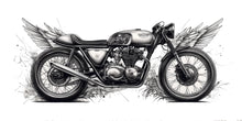 Load image into Gallery viewer, Cafe Racer Wall Decal, Winged Motorcycle Wall Art, Vintage Motorcycle Decor, Motorcycle Shop Decor, Biker Garage Wall Graphic
