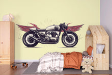Load image into Gallery viewer, Cafe Racer Wall Decal, Winged Motorcycle Wall Art, Vintage Motorcycle Decor, Motorcycle Dealership Decor, Biker Garage Decal