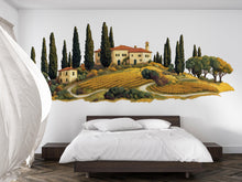 Load image into Gallery viewer, Tuscany Wall Decal for Airbnb, Boutique Hotel Wall Decor, Italian Villa Landscape, Mediterranean Guest Room Decor, Vineyard Wall Art