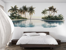 Load image into Gallery viewer, Tropical Pool Wall Decal, Airbnb Bedroom Decor, Boutique Hotel Wall Art, Palm Tree Wall Decal, Resort Wall Decor, Coastal Vacation Rental