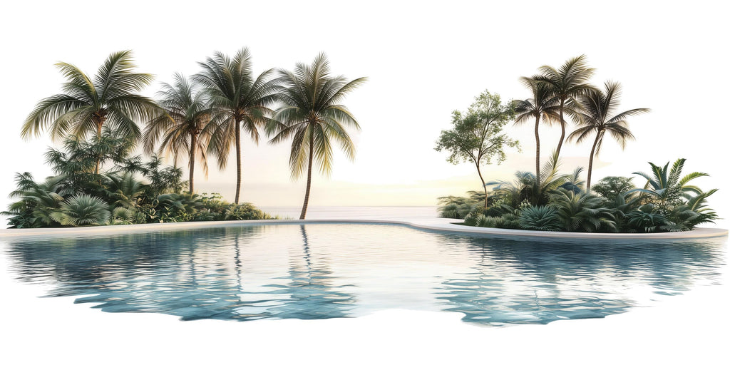 Tropical Pool Wall Decal, Airbnb Bedroom Decor, Boutique Hotel Wall Art, Palm Tree Wall Decal, Resort Wall Decor, Coastal Vacation Rental