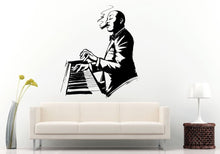 Load image into Gallery viewer, Jazz Blues Band People On Piano Hands Playing Smoking A Cigar Wall Decal Vinyl Sticker Mural Room Decor L1249