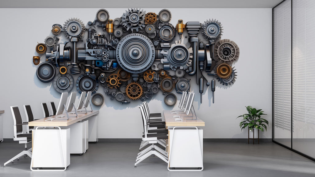 Auto Mechanic Wall Decal, Car Parts Wall Art, Auto Repair Shop Decor, Garage Gear Wall Decal, Automotive Service Center Decor