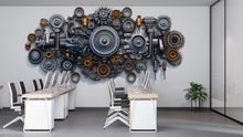 Load image into Gallery viewer, Auto Mechanic Wall Decal, Car Parts Wall Art, Auto Repair Shop Decor, Garage Gear Wall Decal, Automotive Service Center Decor