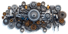 Load image into Gallery viewer, Auto Mechanic Wall Decal, Car Parts Wall Art, Auto Repair Shop Decor, Garage Gear Wall Decal, Automotive Service Center Decor
