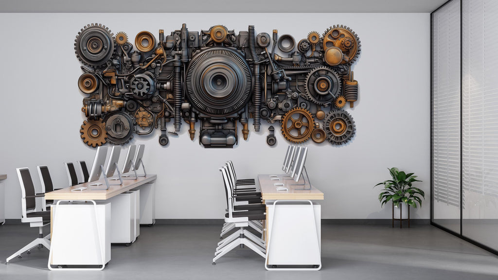 Auto Mechanic Wall Decal, Engine Parts Wall Art, Auto Repair Shop Decor, Garage Gear Wall Decal, Automotive Service Center Decor