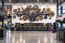 Load image into Gallery viewer, Auto Mechanic Wall Decal, Gear Wall Art, Auto Repair Shop Decor, Engine Parts Wall Decal, Garage Automotive Service Center Decor