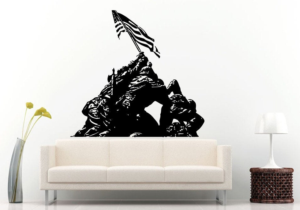 American Soldier Army Marine Trooper Support Our Troops Patriotic Symbol Usa Flag Hero Wall Decal Vinyl Sticker Mural Room Decor L1251