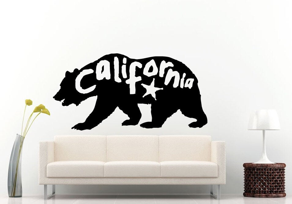 American Usa State California Republic Star Bear Wall Decal Vinyl Sticker Mural Room Decor L1255