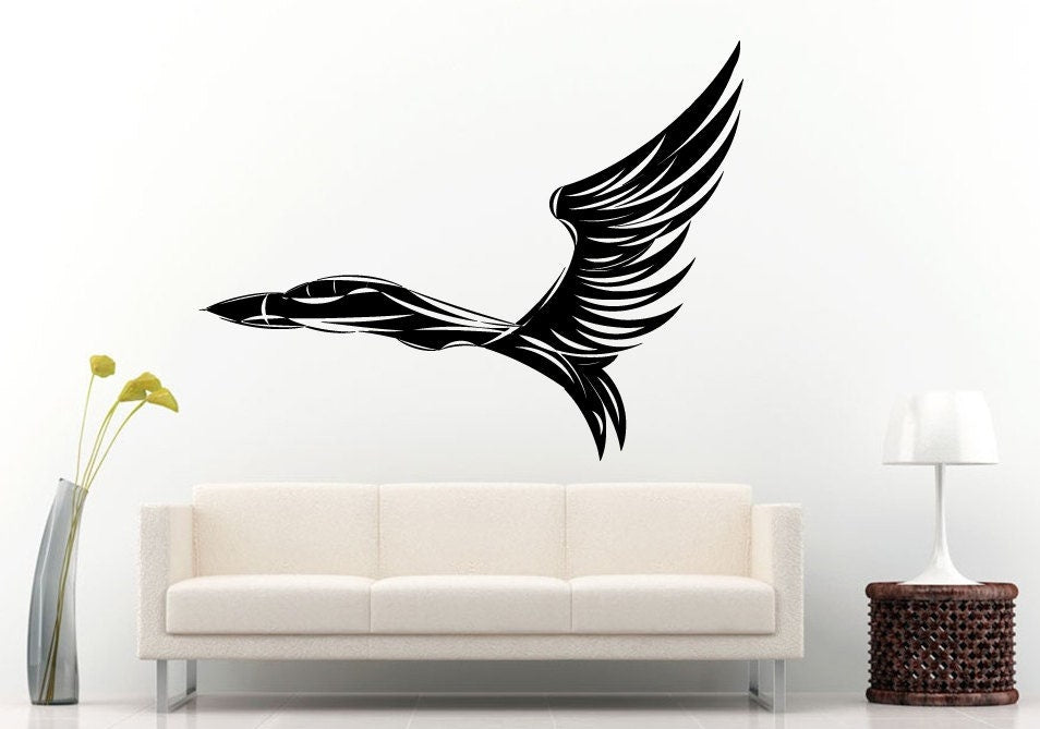 War Air Force Vintage Old Classic Antique Fighter Jet Air Plane Bird Wings Wall Decal Vinyl Sticker Mural Room Decor L1265