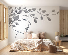 Load image into Gallery viewer, Female Face Wall Decal, Botanical Line Art for Med Spa &amp; Beauty Salon