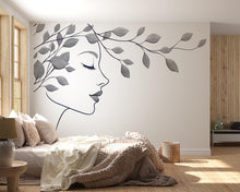Load image into Gallery viewer, Female Face Wall Decal, Botanical Line Art for Med Spa &amp; Beauty Salon