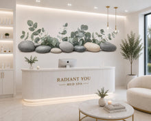 Load image into Gallery viewer, Eucalyptus Wall Decal, Spa Stones Botanical Wall Art for Med Spa &amp; Wellness