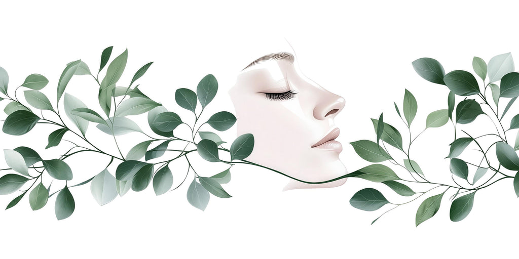 Woman Face Wall Decal, Green Botanical Beauty Wall Art for Med Spa & Salon