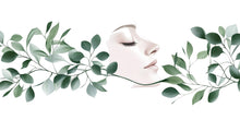 Load image into Gallery viewer, Woman Face Wall Decal, Green Botanical Beauty Wall Art for Med Spa &amp; Salon
