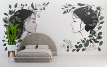 Load image into Gallery viewer, Woman Face Wall Decal Set, Botanical Female Line Art for Med Spa &amp; Beauty Salon