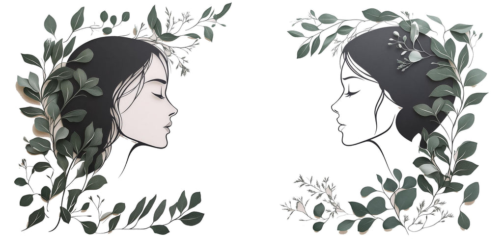 Woman Face Wall Decal Set, Botanical Female Line Art for Med Spa & Beauty Salon