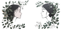 Load image into Gallery viewer, Woman Face Wall Decal Set, Botanical Female Line Art for Med Spa &amp; Beauty Salon