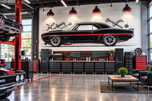 Load image into Gallery viewer, Black Muscle Car Wall Decal, Classic Car Garage Decor, Auto Repair Shop Wall Art, Vintage Car Decal, Automotive Shop Decor