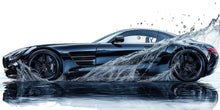Load image into Gallery viewer, Car Detailing Wall Decal, Luxury Black Sports Car Wall Art, Water Splash Auto Detailing Shop Decor, Automotive Garage Decal