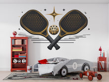 Load image into Gallery viewer, Pickleball Wall Decal, Paddle &amp; Ball Wall Art for Pickleball Club or Sports Facility
