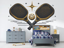 Load image into Gallery viewer, Pickleball Wall Decal, Paddle &amp; Ball Wall Art for Pickleball Club or Sports Facility