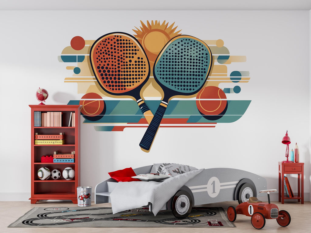 Pickleball Wall Decal, Retro Paddle Wall Art for Pickleball Club & Court