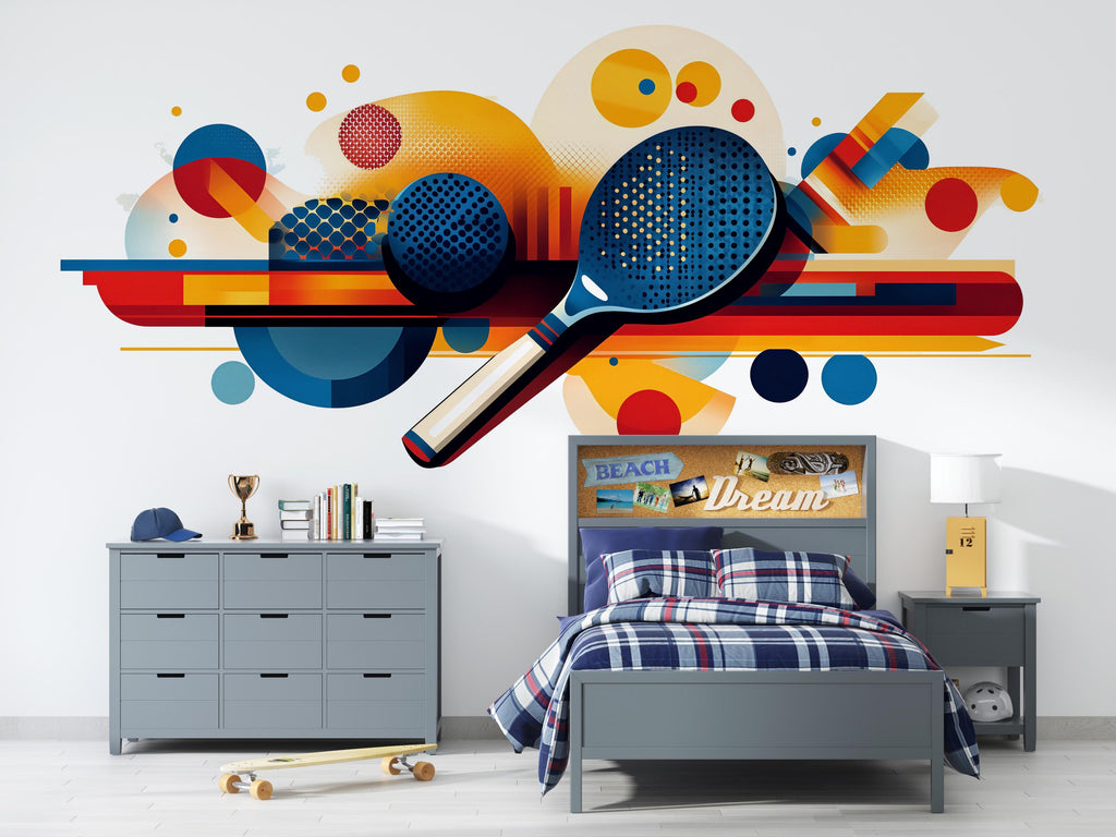 Pickleball Wall Decal, Colorful Paddle Wall Art for Pickleball Club & Court