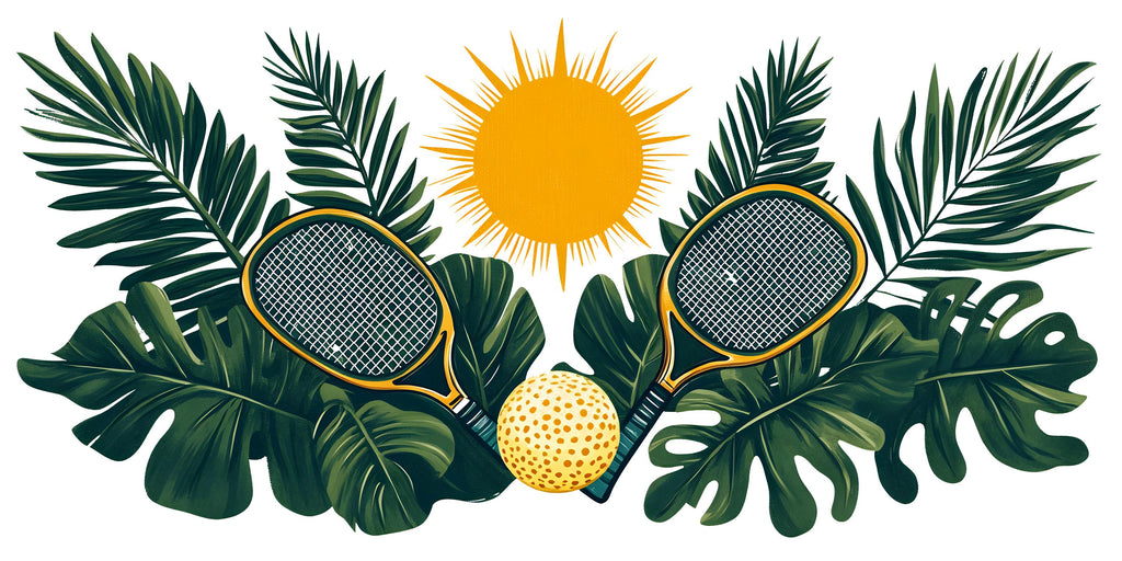 Pickleball Wall Decal, Tropical Paddle Wall Art for Pickleball Club & Court