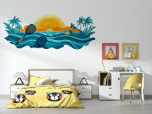 Load image into Gallery viewer, Pickleball Wall Decal, Tropical Ocean Paddle Wall Art for Pickleball Club &amp; Court