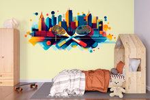Load image into Gallery viewer, Pickleball Wall Decal, City Skyline Paddle Wall Art for Pickleball Club &amp; Court