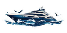 Load image into Gallery viewer, Yacht Wall Decal, Luxury Boat Wall Art for Yacht Club, Marina &amp; Nautical Business Decor