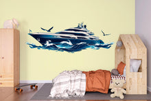 Load image into Gallery viewer, Yacht Wall Decal, Luxury Boat Wall Art for Yacht Club, Marina &amp; Nautical Business Decor
