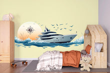 Load image into Gallery viewer, Yacht Wall Decal, Luxury Yacht Club Wall Art, Marina Decor, Nautical Boat Wall Decal
