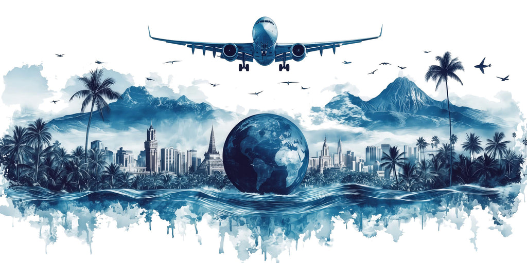 Travel Agency Wall Decal, Airplane World Map Wall Art, Travel Office Decor, Vacation Planner Wall Mural, Tourism Agency Decor