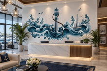 Load image into Gallery viewer, Anchor Wall Decal, Lighthouse Ocean Wave Wall Art, Yacht Club Marina Nautical Decor