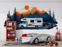 Load image into Gallery viewer, RV Wall Decal, Motorhome Dealership Wall Art, Camper Mountain Decor, RV Showroom Mural, Camping Adventure Wall Decal
