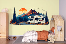 Load image into Gallery viewer, RV Wall Decal, Motorhome Dealership Decor, Camper Showroom Wall Art, Mountain RV Mural, Camping Adventure Wall Decal