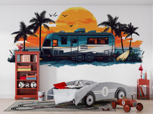 Load image into Gallery viewer, RV Wall Decal, Camper Dealership Decor, Travel Trailer Wall Art, RV Showroom Mural, Tropical Camping Wall Decal