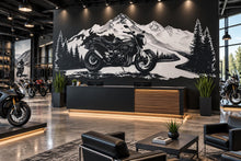 Load image into Gallery viewer, Motorcycle Wall Decal, Motorcycle Dealership Decor, Bike Showroom Wall Art, Mountain Road Mural, Biker Garage Wall Decal