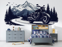 Load image into Gallery viewer, Motorcycle Wall Decal, Harley Style Dealership Decor, Cruiser Bike Wall Art, Motorcycle Showroom Decor, Mountain Road Decal