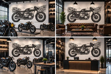 Load image into Gallery viewer, Cafe Racer Wall Decal, Vintage Motorcycle Wall Art, Motorcycle Dealership Decor, Biker Garage Decor, Retro Bike Shop Wall Graphic