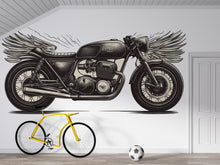 Load image into Gallery viewer, Cafe Racer Wall Decal, Vintage Motorcycle Wall Art, Motorcycle Dealership Decor, Biker Garage Decor, Retro Bike Shop Wall Graphic