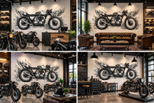 Load image into Gallery viewer, Cafe Racer Wall Decal, Winged Motorcycle Wall Art, Vintage Motorcycle Decor, Motorcycle Shop Decor, Biker Garage Wall Graphic