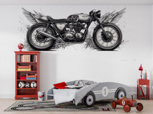 Load image into Gallery viewer, Cafe Racer Wall Decal, Winged Motorcycle Wall Art, Vintage Motorcycle Decor, Motorcycle Shop Decor, Biker Garage Wall Graphic