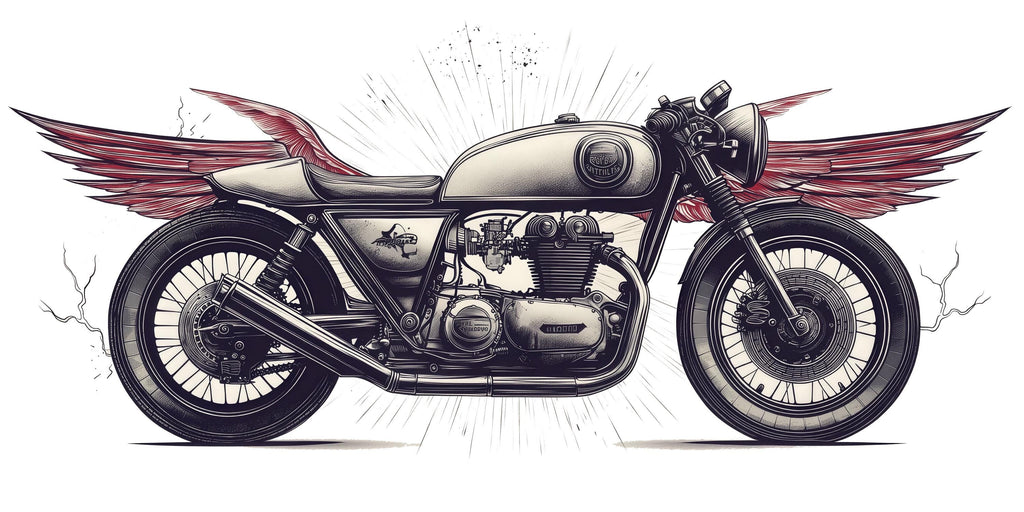 Cafe Racer Wall Decal, Winged Motorcycle Wall Art, Vintage Motorcycle Decor, Motorcycle Dealership Decor, Biker Garage Decal